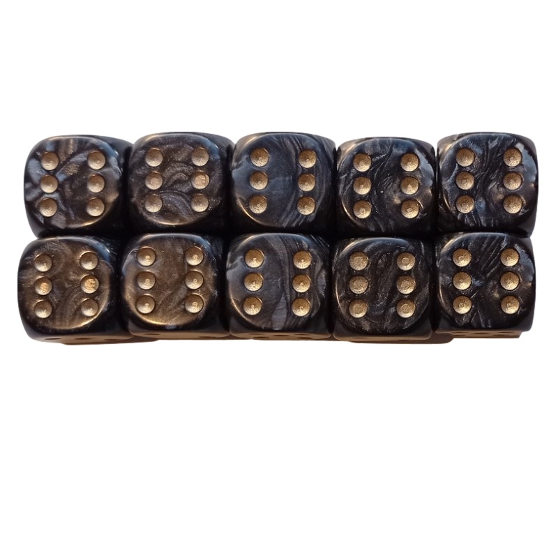 22mm Pearl Spot Dice - Pack of 10 Black